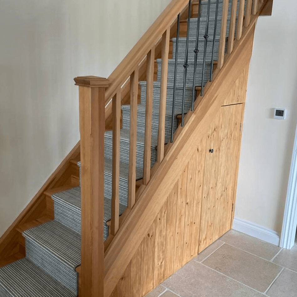 Stylish pine wooden staircase